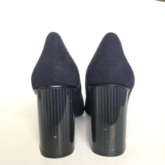NINE WEST Navy Blue Faux Suede Camanda Heeled Pumps Heels Women’s Size 10 - Picture 11 of 12